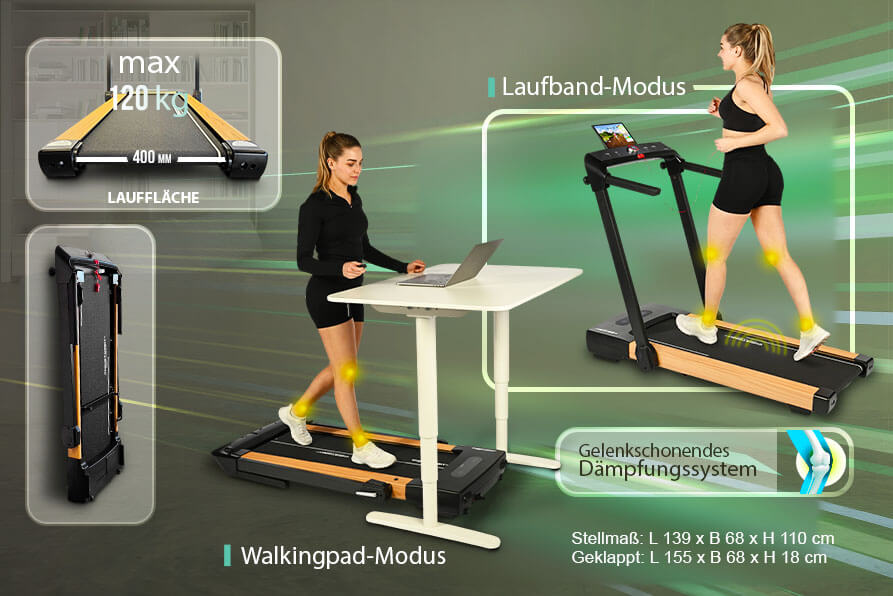 Laufband 2in1 Holz: Eleganz und Flexibilität vereint